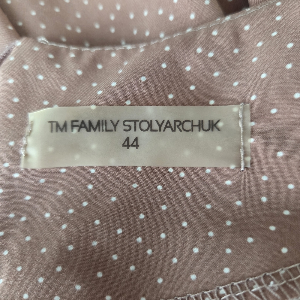 By Family Stolyarchuk Tan Polka Dot Midi Dress Ukraine Size 44 (US 10) - Picture 4 of 4